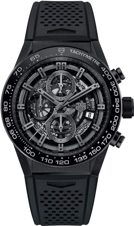 TAG Heuer Carrera Black Skeleton Dial with White Rubber Strap .